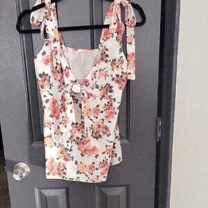 Floral Women's Top with Bow Straps